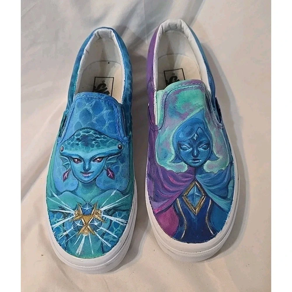 Vans Custom Painted The Legend Of Zelda Characters Zora‎ And Fi Shoes Unisex